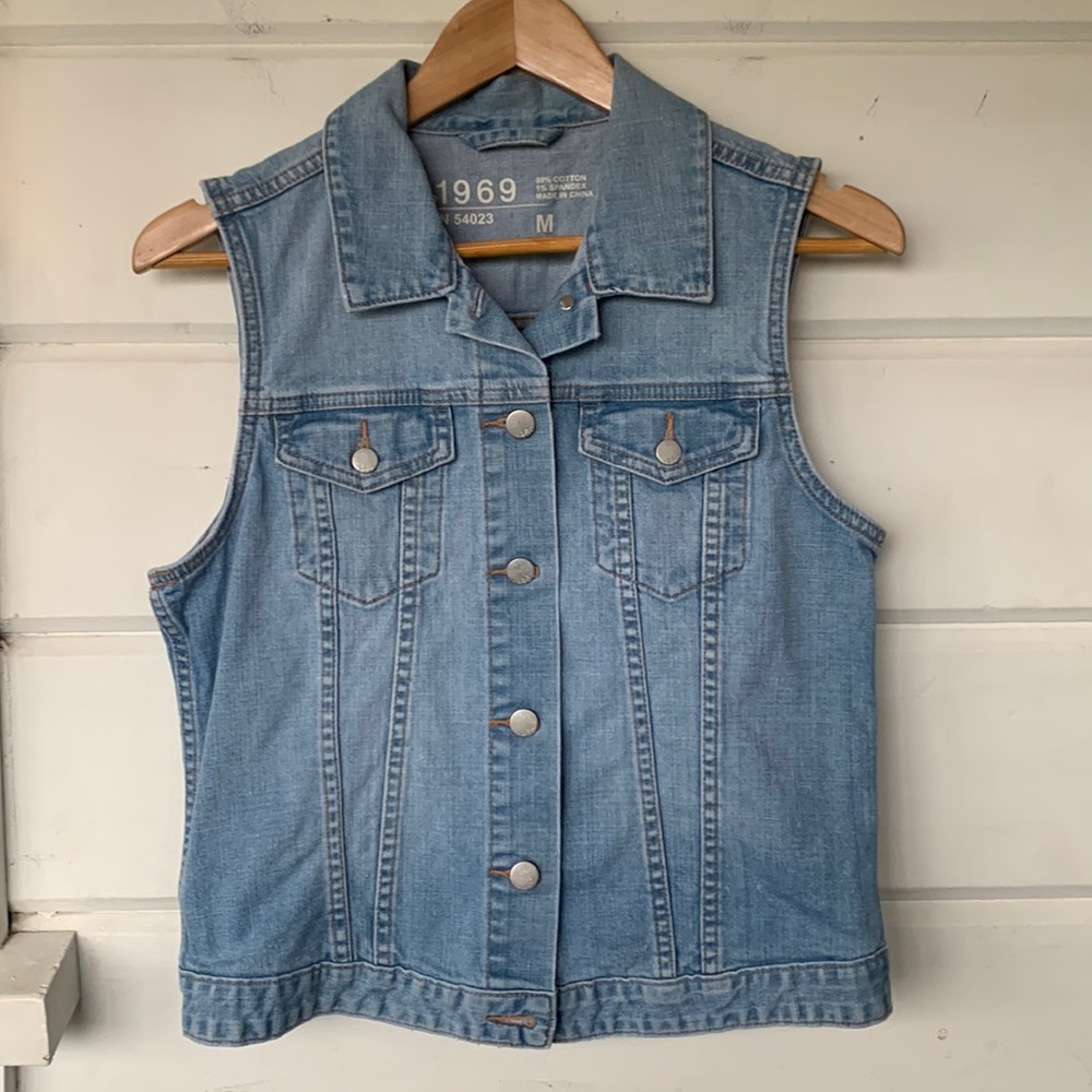 Gap 1969 Light Blue Denim Button Vest